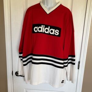Adidas 90’s Retro Red and White Striped Hockey Jersey